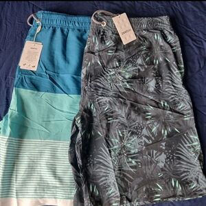 Set Of Men's Zeetoo Tropical Print Shorts - Black and Blue